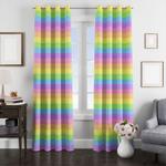 stretch rainbow lines color window curtain 0