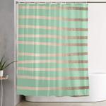stripes metallic gold mint green shower curtain 0