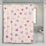 stroke and solid of hearts shower curtains 0