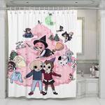 summer camp island character shower curtains 0