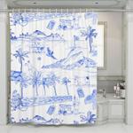 summer illustration on the beach shower curtains 0