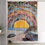 summer orange sunset shower curtain 0