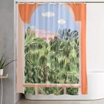 summer travel illustration tropical shower curtain 0