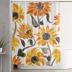 sunflower watercolor c yellow black palette shower curtain 0