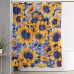 sunflowers blue shower curtain 0