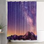 sunset mountain stars shower curtain 0