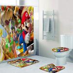 super mario bathroom 4pieces set shower curtain bath mat toilet lid cover gift 0