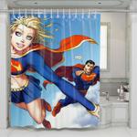 superman flying shower curtains 0