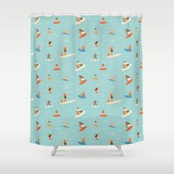 Surfing Kids Shower Curtain Set Bathroom Set For Bathroom Decor Best Gift For Friends