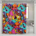 surprised monsters doodle shower curtains 0