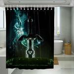 sword black and white lion shower curtains 0
