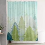 teal abstract gold glitter forest shower curtain 0