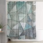 teal and grey triangles stained glass style shower curtain 0