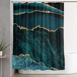 teal blue emerald marble landscapes shower curtain 0