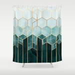 teal hexagons shower curtain 0
