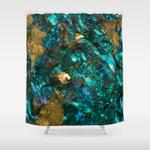 teal oil slick and gold quartz shower curtain 0