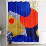 terrazzo galaxy blue night yellow gold orange shower curtain 0