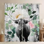 texas longhorn cow flower blackout curtains cow cattle window decoration farmers gift parents gift idea blackout window curtains 100 polyester 41 7 107 9 0