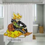 textured upon the gold cloud dragon ball shower curtains 0