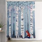 the birches in blue shower curtain 0