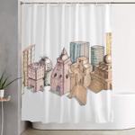 the city painted in pastel colours illustration art shower curtain 0