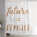 the future is female copper bronze gold on marble shower curtain 0