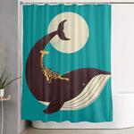 the giraffe the whale shower curtain 0