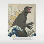 the great godzilla off kanagawa shower curtain 0