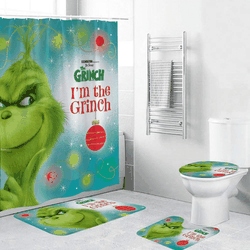 The Grinch Funny Christmas Gift Bathroom Sets, Shower Curtain Sets