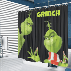 The Grinch Shower Curtain,Christmas Gift Shower Curtain Set For Bathroom Decor