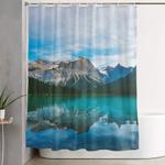the mountains and blue water nature photography shower curtain 0