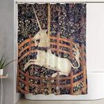 the unicorn in captivity shower curtain 0