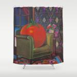therapy with a tomato milton glaser tomato something unusual is going on here 1978 shower curtain 0