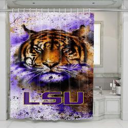 Tigers Lsu Logo Wallpaper Shower Curtain Set For Bathroom Decor Gift For Friends