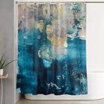 timeless a gorgeous abstract mixed media piece in blue pink and gold by alyssa hamilton art shower curtain 0