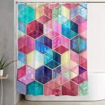 topaz ruby crystal honeycomb cubes shower curtain 0