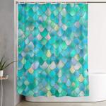 trendy ocean blue watercolor glitter mermaid scales shower curtain 0