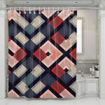 triadic color square and line shower curtains 0