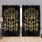 triple skulls symbol viking vibe curtain viking style addicts gift idea blackout window curtains 100 polyester 417 1079 1 0