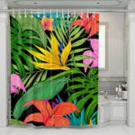 tropical flowers pattern shower curtains 0