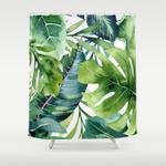 tropical jungle leaves shower curtain 0