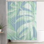 tropical leaves luxe pastel sea turquoise blue green shower curtain 0