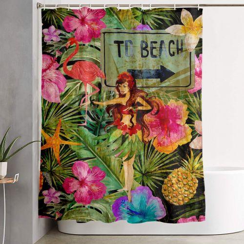 Tropical Vintage Exotic Jungle Beach Party Shower Curtain Set For Bathroom Decor Best Gift For Friends tropical vintage exotic jungle beach party shower curtain 0