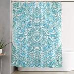 turquoise blue teal white protea doodle pattern shower curtain 0