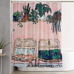 two chairs and a napping ginger cat shower curtain 0