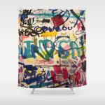 urban graffiti paper street art shower curtain 0