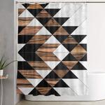 urban tribal pattern no 9 aztec concrete and wood shower curtain 0