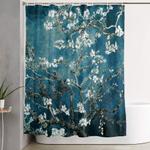 van gogh almond blossoms dark teal shower curtain 0
