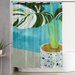 variegated monstera tropical painting nature shower curtain 0