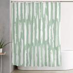 vertical dash stripes white on pastel cactus green shower curtain 0